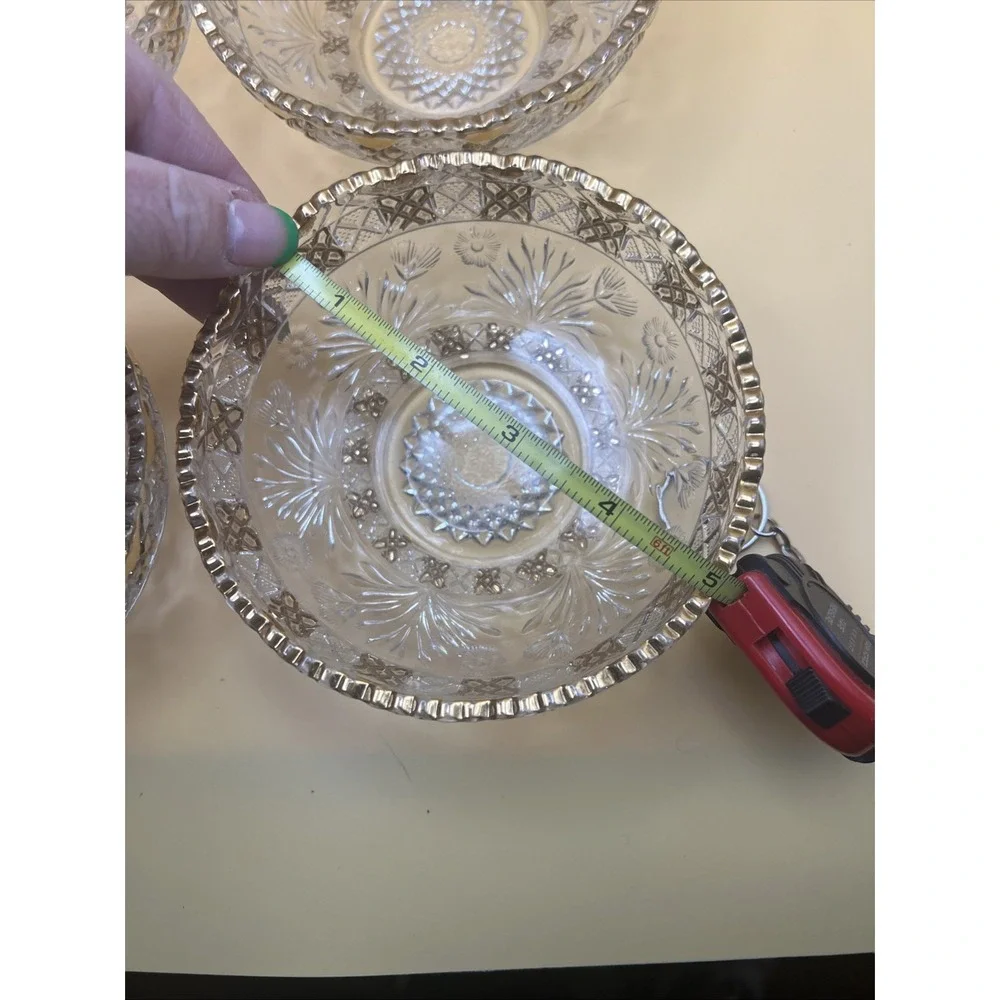 Indiana Glass Horsemint Set of 4 Berry Bowls by Shenning Antique 1915